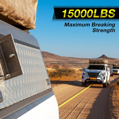 Tow Strap with Hooks, 2" x 20ft Heavy Duty Recovery Strap 15000 lbs Capacity Towing Straps for Car Truck Boat ATV Roadside Emergency