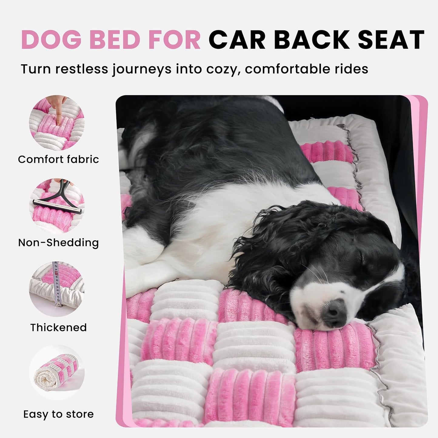 HiPetpy Backseat Dog Bed Mat for Car, Non-Slip Dog Bed for Car Back Seat, Soft & Cozy Dogs Blanket, Washable Travel Pet Mat Seat Protector for Cars, SUVs, Trucks