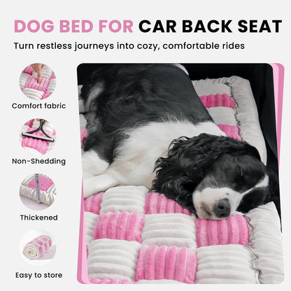 HiPetpy Backseat Dog Bed Mat for Car, Non-Slip Dog Bed for Car Back Seat, Soft & Cozy Dogs Blanket, Washable Travel Pet Mat Seat Protector for Cars, SUVs, Trucks