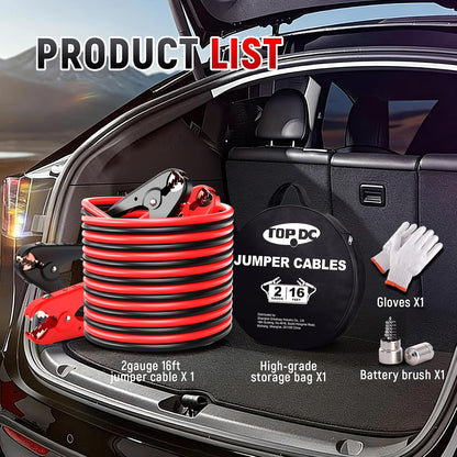 TOPDC 4 Gauge 16 Feet Jumper Cables for Car, SUV and Trucks Battery, Heavy Duty Automotive Booster Cables for Jump Starting Dead or Weak Batteries with Carry Bag, (TD-P0416)