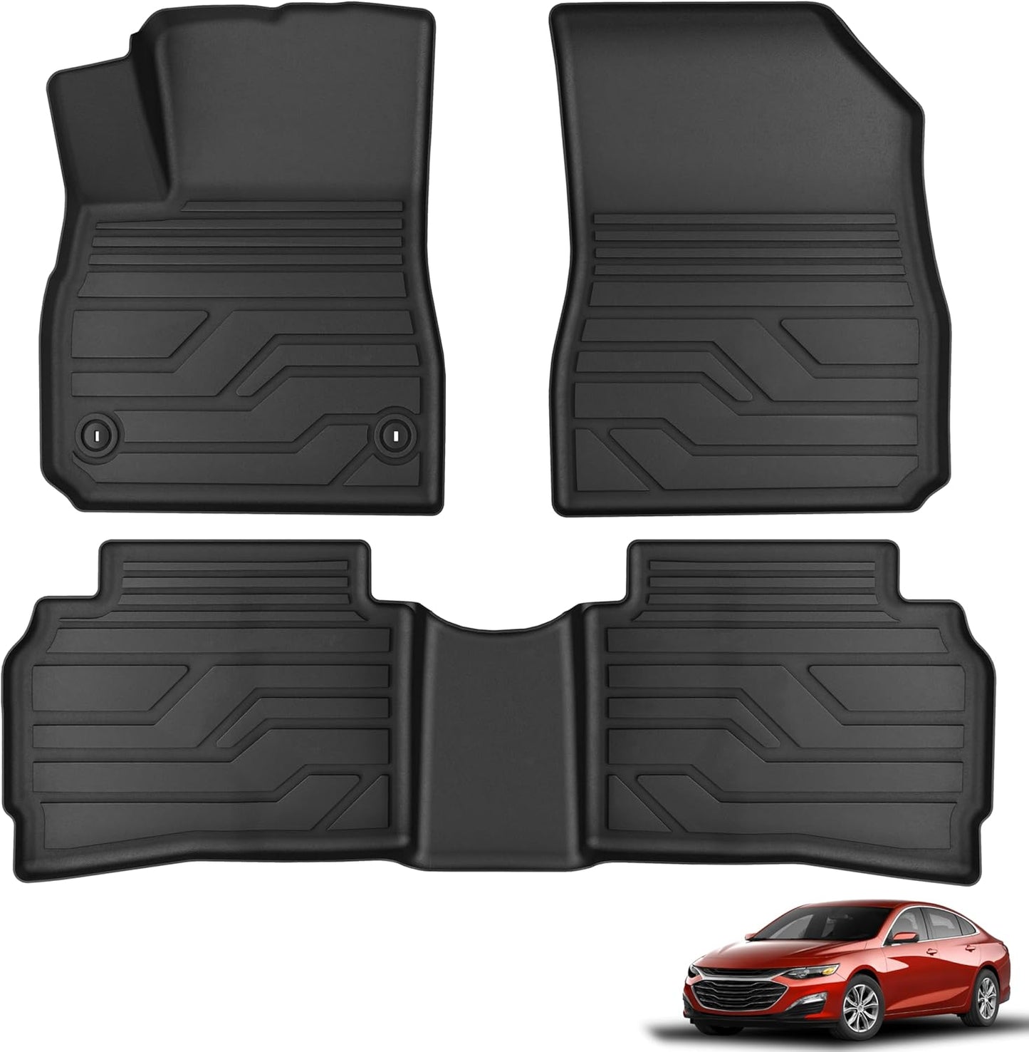 KARPAL Floor Mats for 2007-2013 Chevy Silverado & GMC Sierra 1500 Crew Cab / 2007-2014 2500/3500 HD(Footwell Coverage), All-Weather TPE Custom Fit Floor Liners Car Accessories