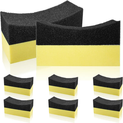 Uenhoy 4 Pcs Tire Contour Dressing Applicator Pads Tire Dressing Shine Sponge, Color Polishing Sponge Wax Buffing Pads for Car Class & Painted Steel & Porcelain