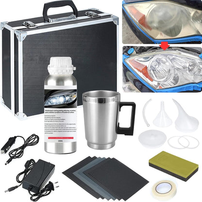 Pmbqifay Headlight Restoration Kit, Car Headlight Polish Repair Renovation Kit with 200ML Repair Liquid for Repair Headlight Yellowing, Haze, Oxidation, Scrashes