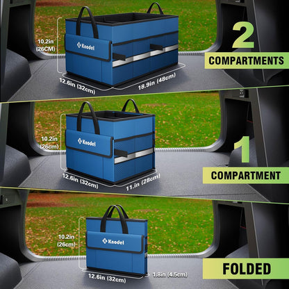 K KNODEL Car Trunk Organizer with Lid, Collapsible Car Trunk Storage Organizer, Car Organizer and Storage for SUV, Truck, Sedan (Medium, Black)