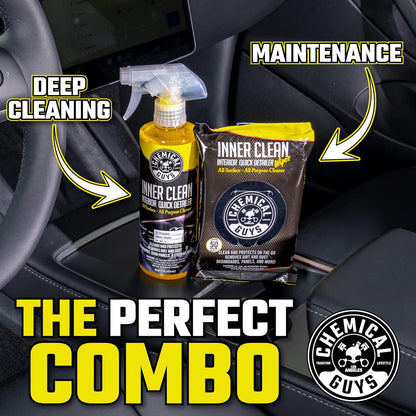 Chemical Guys InnerClean Interior Quick Detailer Cleaner and Protectant for Dashboards Door Panels Seats Trim and Surfaces Non Greasy Interior Car Cleaning Spray and Interior Detailer Spray 16 oz
