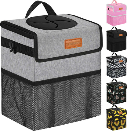ELONGRIVER Car Trash Can Bin for Back Seat Leak Proof, Cute Car Trash Bag Hanging, Vehicle Trash Can for SUV Truck Van, Automotive Garbage Cans Front Seat Black