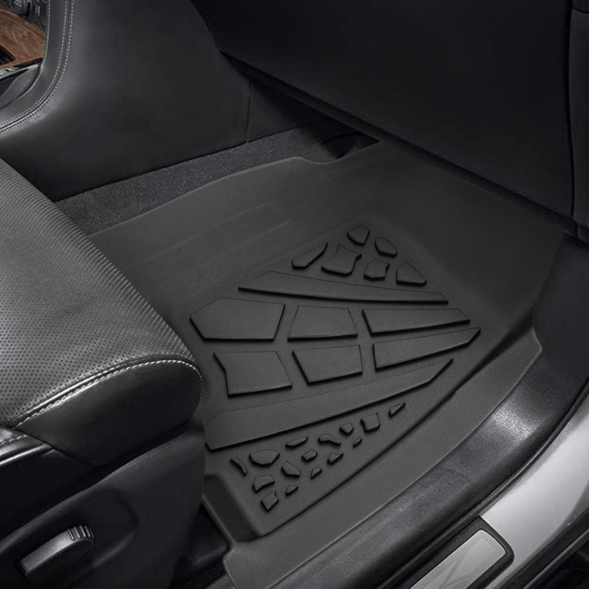 KARPAL Floor Mats for 2007-2013 Chevy Silverado & GMC Sierra 1500 Crew Cab / 2007-2014 2500/3500 HD(Footwell Coverage), All-Weather TPE Custom Fit Floor Liners Car Accessories