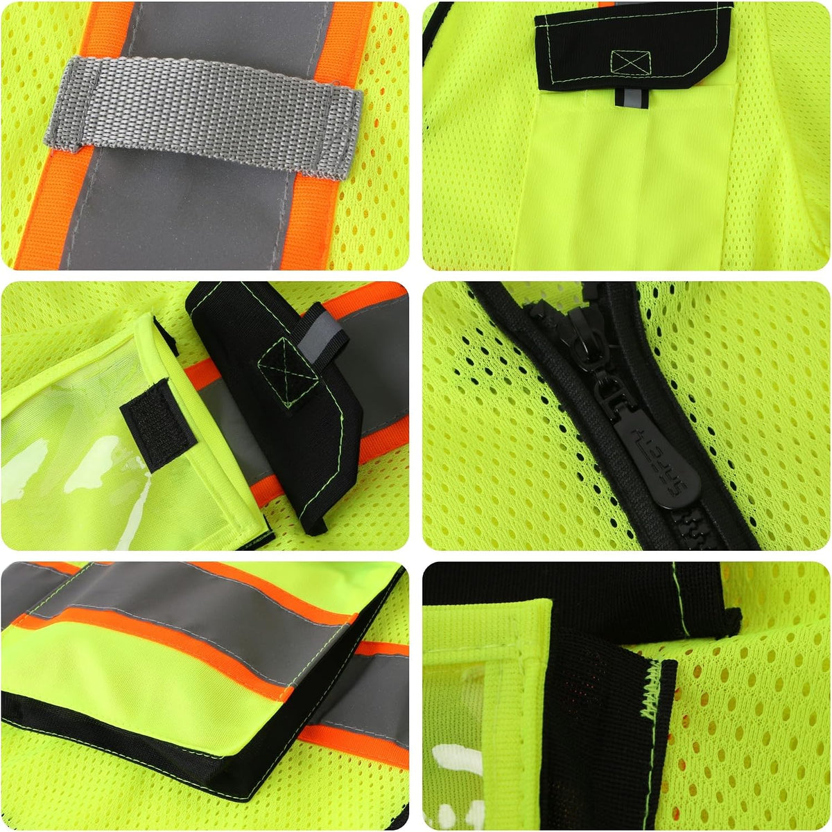 JKSafety Safety Vest for Men Women Hi Vis with Pockets and Cushioned Collar Construction Vest Meet ANSI Standard (BX360)