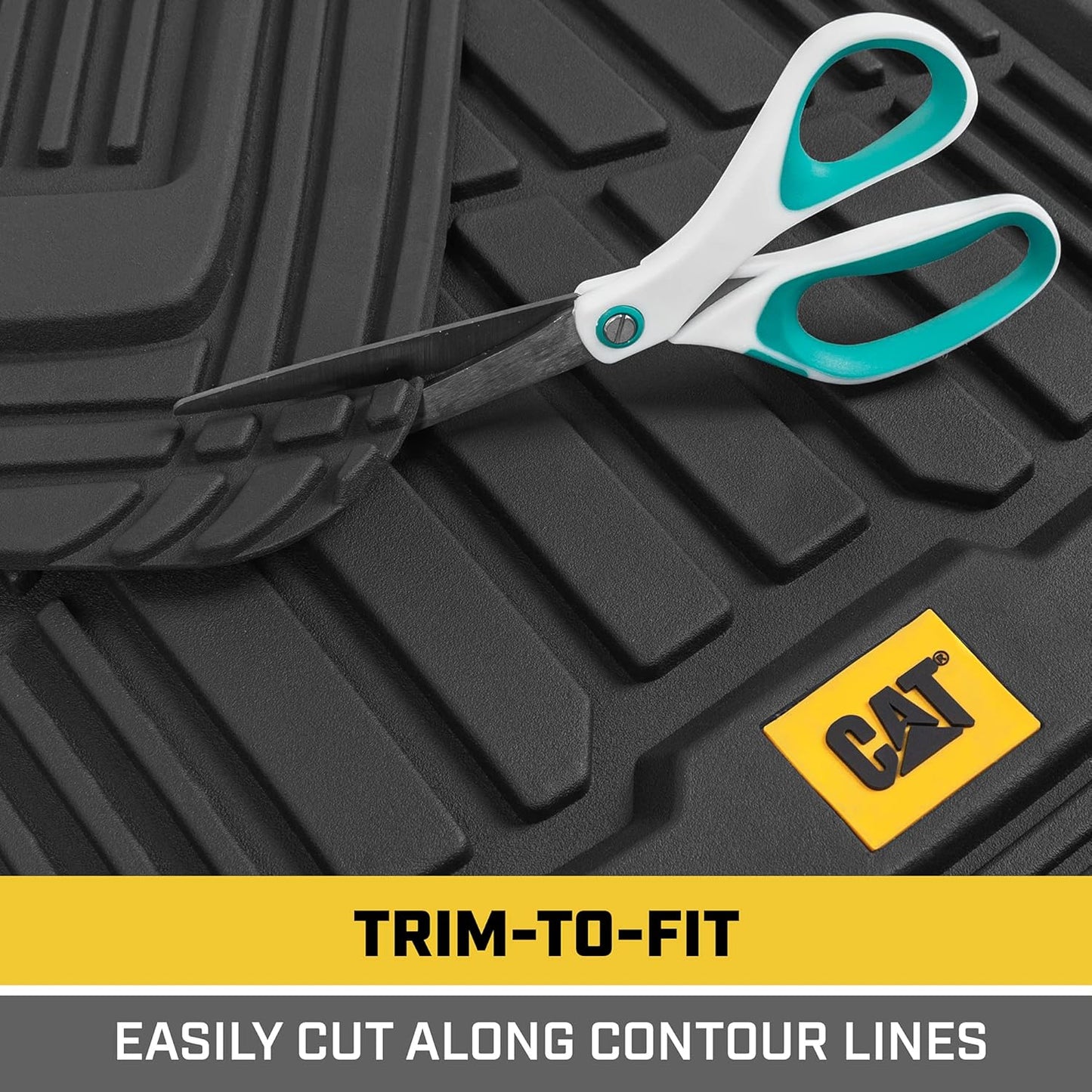 Cat® ToughRide™ Heavy-Duty 3 Piece Rubber All Season Floor Mats for Car Truck Van SUV, Black - Premium Trim to Fit Cars Floor Mat, All Weather Deep Dish Automotive Floor Mats, Total Dirt Protection