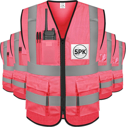TICONN Reflective Safety Vest High Visibility Class II Mesh Vest for Women & Men Meets ANSI Standards