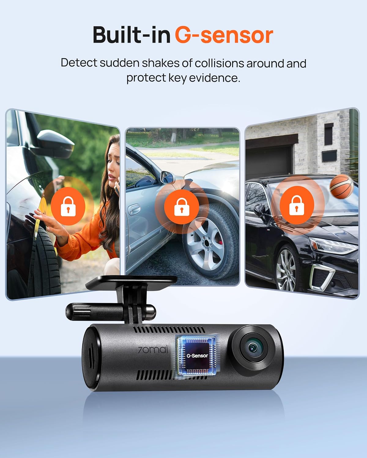 70mai Dash Cam M310, Dash Camera for Cars 1296P QHD, Smart Dash Cam Front Built in WiFi, 130° Wide-Angle FOV, WDR, Night Vision, iOS/Android Mobile App, Loop Recording, Parking Monitor, Time-Lapse