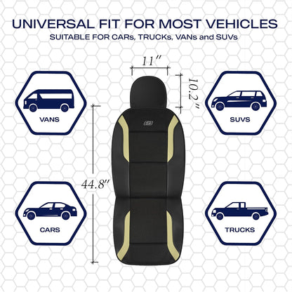 Skechers Memory Foam Seat Covers, Air Cool Mesh Thick Car Seat Covers, Car Seat Covers Front Seats Airbag Compatible, Universal Automotive Comfort for Most Cars, Vans, Trucks, SUV,Black