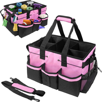 ZKOO Cleaning Bag Cleaning Caddy Organizer, Wearable Cleaning Caddy with Waist & Handles for Cleaning Tool Organizers, Extra-Large Cleaning Caddy Bag Adjustable Compartments for Housekeeping,Gardening