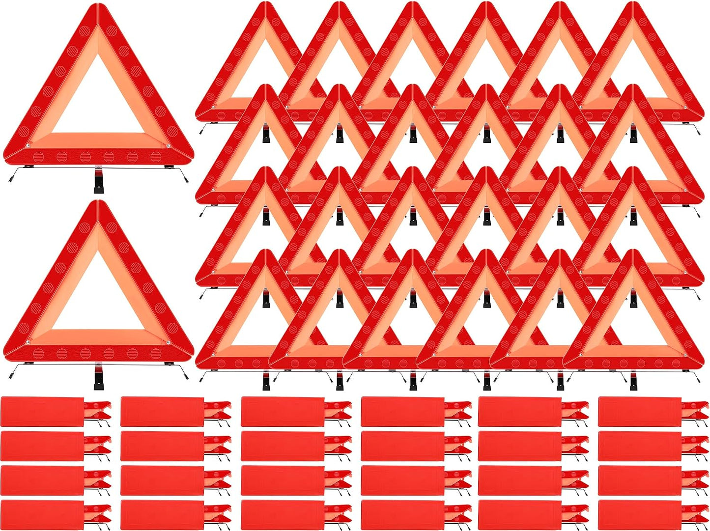 Kanayu Warning Safety Triangles for Vehicles Foldable Roadside Emergency Kit Emergency Reflective Triangles with Base and Carrying Case for Cars Trucks Breakdown(12 Pack)