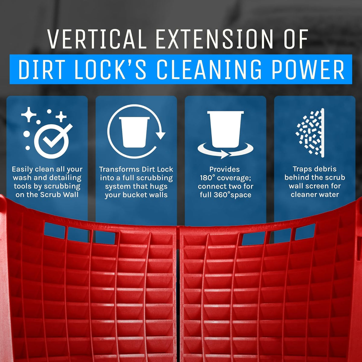 DETAIL GUARDZ Dirt Lock Scrub Wall 180/360 – Washboard Attachment for Detail Guardz Dirt Lock - Bucket Filter – Vertical Cleaning Tool for Brushes, Mitts (Black)