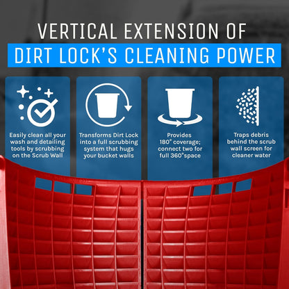 DETAIL GUARDZ Dirt Lock Scrub Wall 180/360 – Washboard Attachment for Detail Guardz Dirt Lock - Bucket Filter – Vertical Cleaning Tool for Brushes, Mitts (Black)
