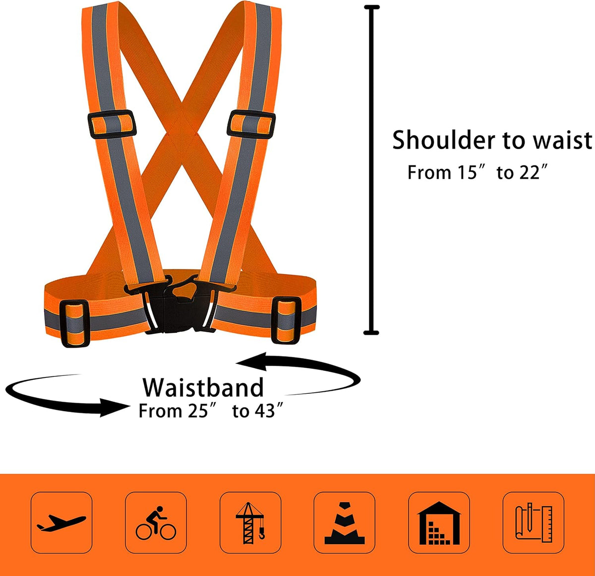 DUSKCOVE 2 Pack Hi Vis Safety Vests - Adjustable Bright Neon Color High Visibility Reflective Safety Straps Gear for Traffic Control, Running, Cycling