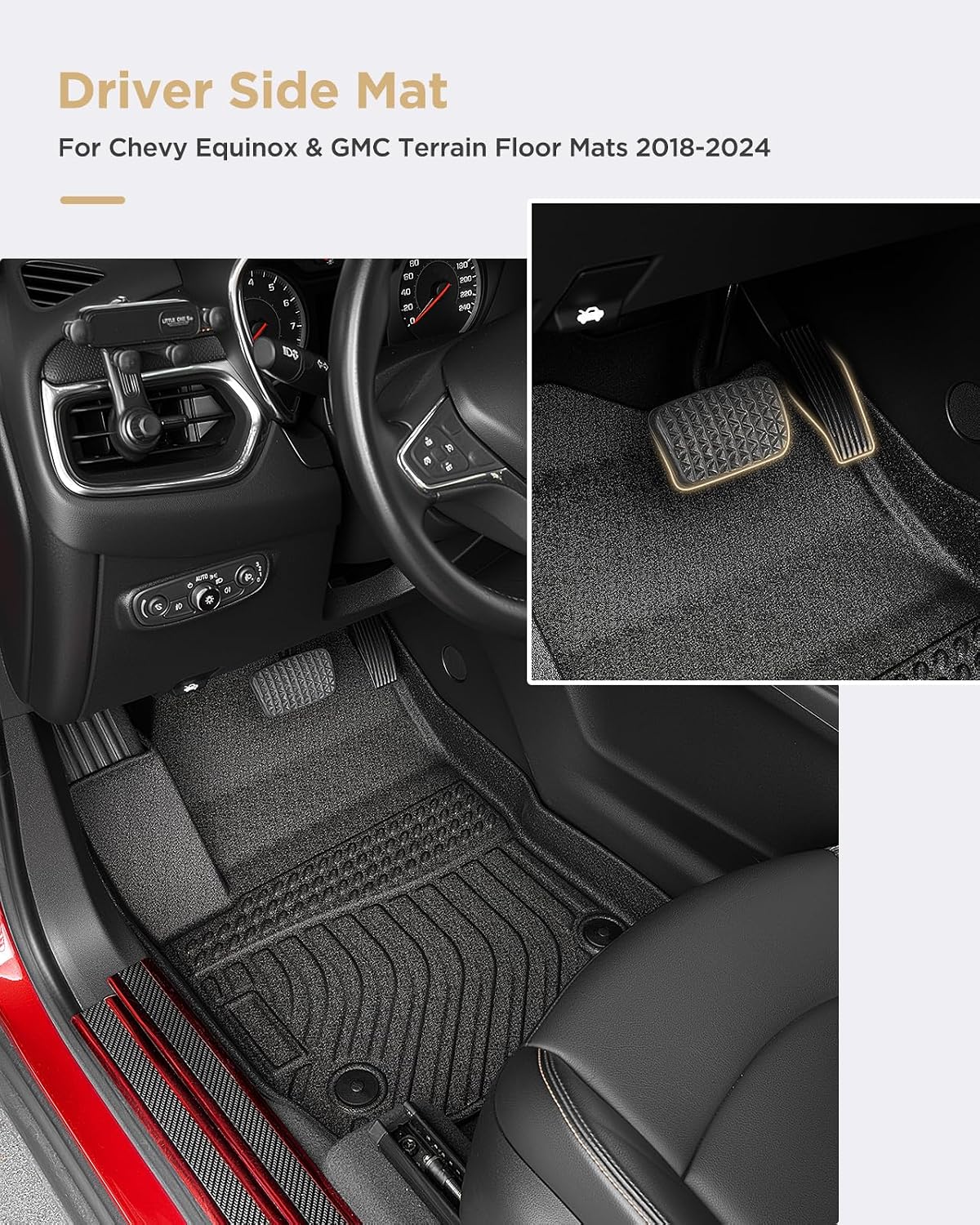 for Chevy Equinox Floor Mats 2024 2023 2022 2021 2020 2019 2018, for GMC Terrain Floor Mats 2018-2024, for Equinox All Weather Mats Cargo Liners Trunk Carpet Rubber Car Accessories