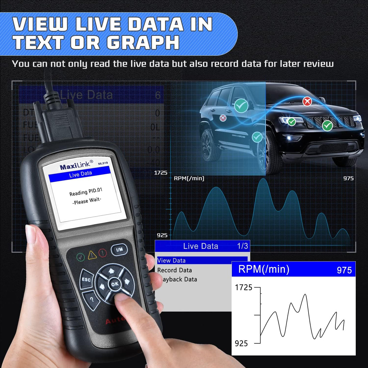 Autel AutoLink AL519 OBD2 Scanner Enhanced Mode 6 Car Diagnostic Tool Check Engine Code Reader CAN Scan Tool, Advanced Ver. of AL319