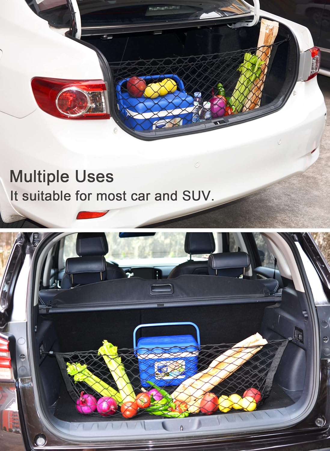 BAILALIBO Cargo Net Stretchable, Adjustable Elastic Trunk Mesh Nets with Metal Hook Universal for SUV, Jeep, Trucks, Car Exterior Accessories for Secure Storage (35.4x15.8 inch)