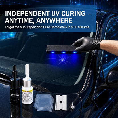 Upgraded Windshield Repair Kit for Chips & Cracks, Professional Windshield Crack Repair Kit with Type-C & UV Curing Light, Nano Car Glass Chip Repair Fluid for Star, Bulls-Eye & Long Cracks