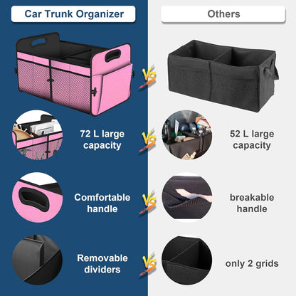 Femuar Car Trunk Organizer with Large Capacity Waterproof Car Accessories for Women & Men, Collapsible Trunk Organizer for Suv/Jeep/Sedan,Tools (Black, Standard)