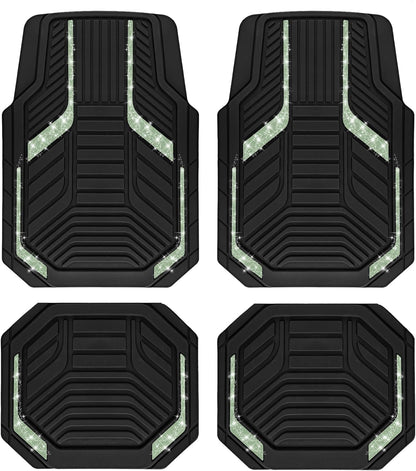 PIC AUTO Heavy Duty Rubber Floor Mats, Purple Aluminum Film Car Mats Set, Front and Rear Car Mats with Anti-Slip Backing, All Weather Protection, Trim-to-Fit for Automotive SUV, Sedan, Van