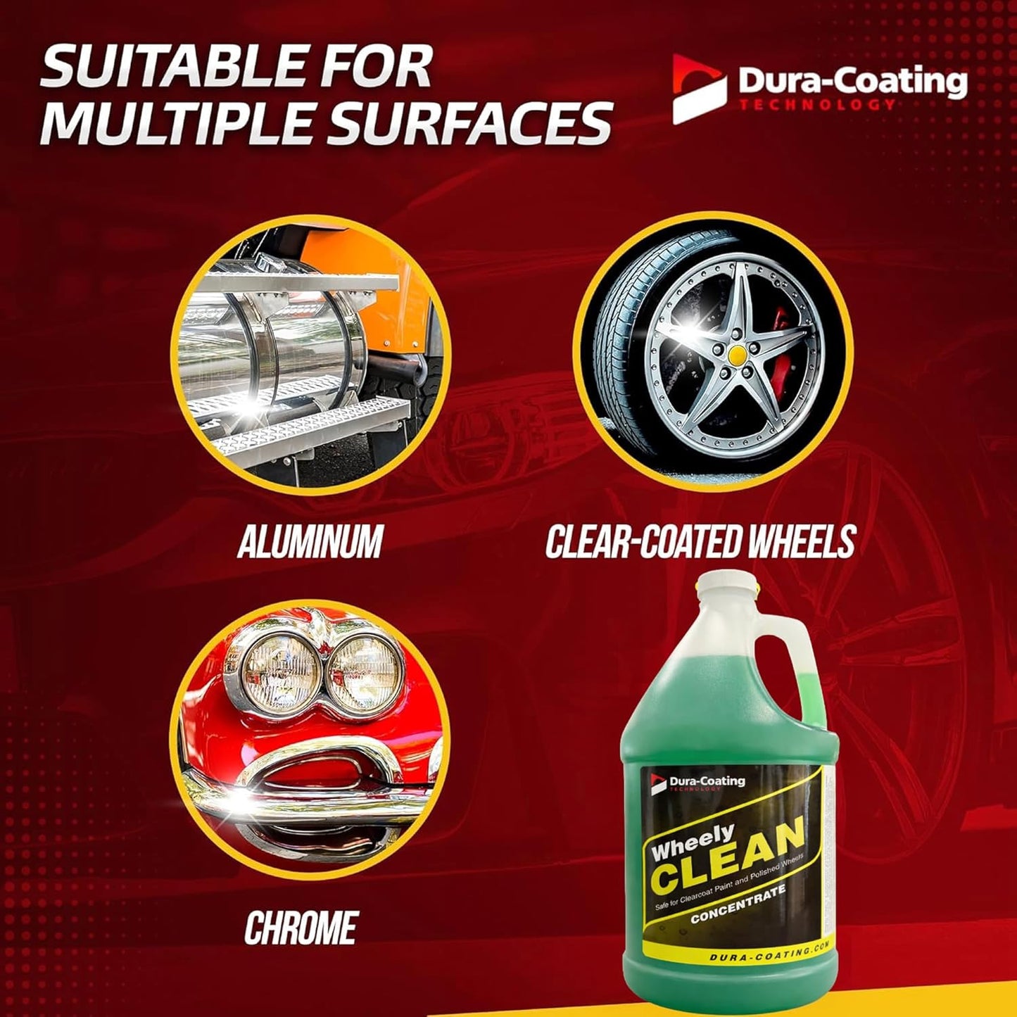 DURA-COATING TECHNOLOGY Wheely Clean - Professional Wheel Cleaner Spray - Ready-to-Use Tire Cleaner and Rim Cleaner - Suitable for Aluminum, Chrome, or Clear-Coated Wheels - Removes Brake Dust - 16 oz