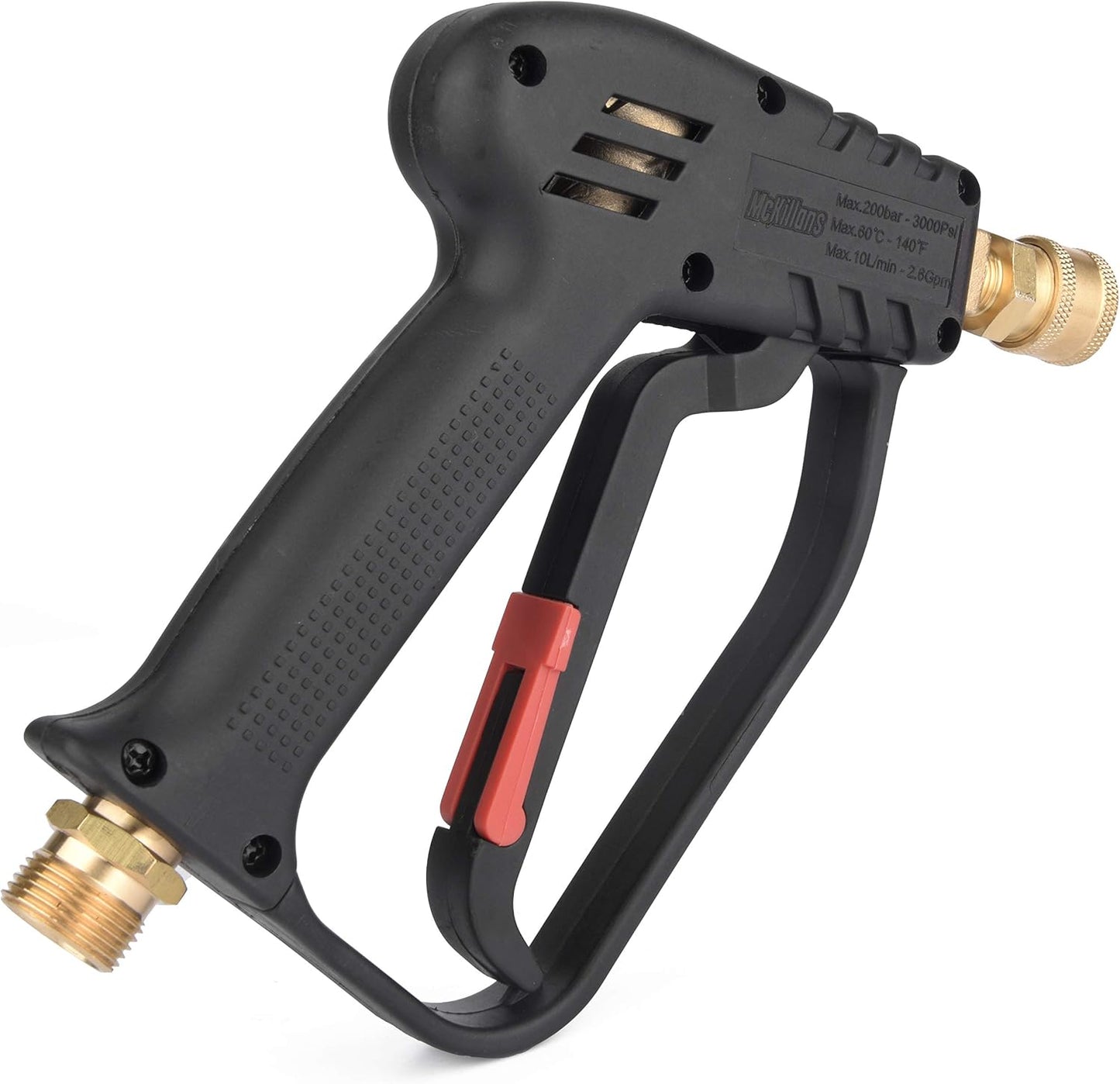 McKillans Pressure Washer Gun with Swivel & Foam Cannon Wide Mouth & M22-14mm Adapter - Adjustable Thick Foam - Power Washer Gun - 3/8" Male Plug & 1/4” Quick Connector Coupler
