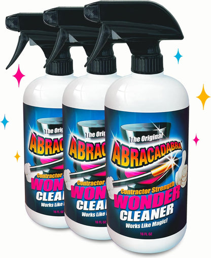 Abracadabra® Wonder Cleaner Spray 16 oz - As Seen on TV Contractor Strength Adhesive, Tar, Gum, Sap & Sticker Remover - Citrus Cleaner for Cars, Garage Floors, Concrete, Tile, Metal & Wood