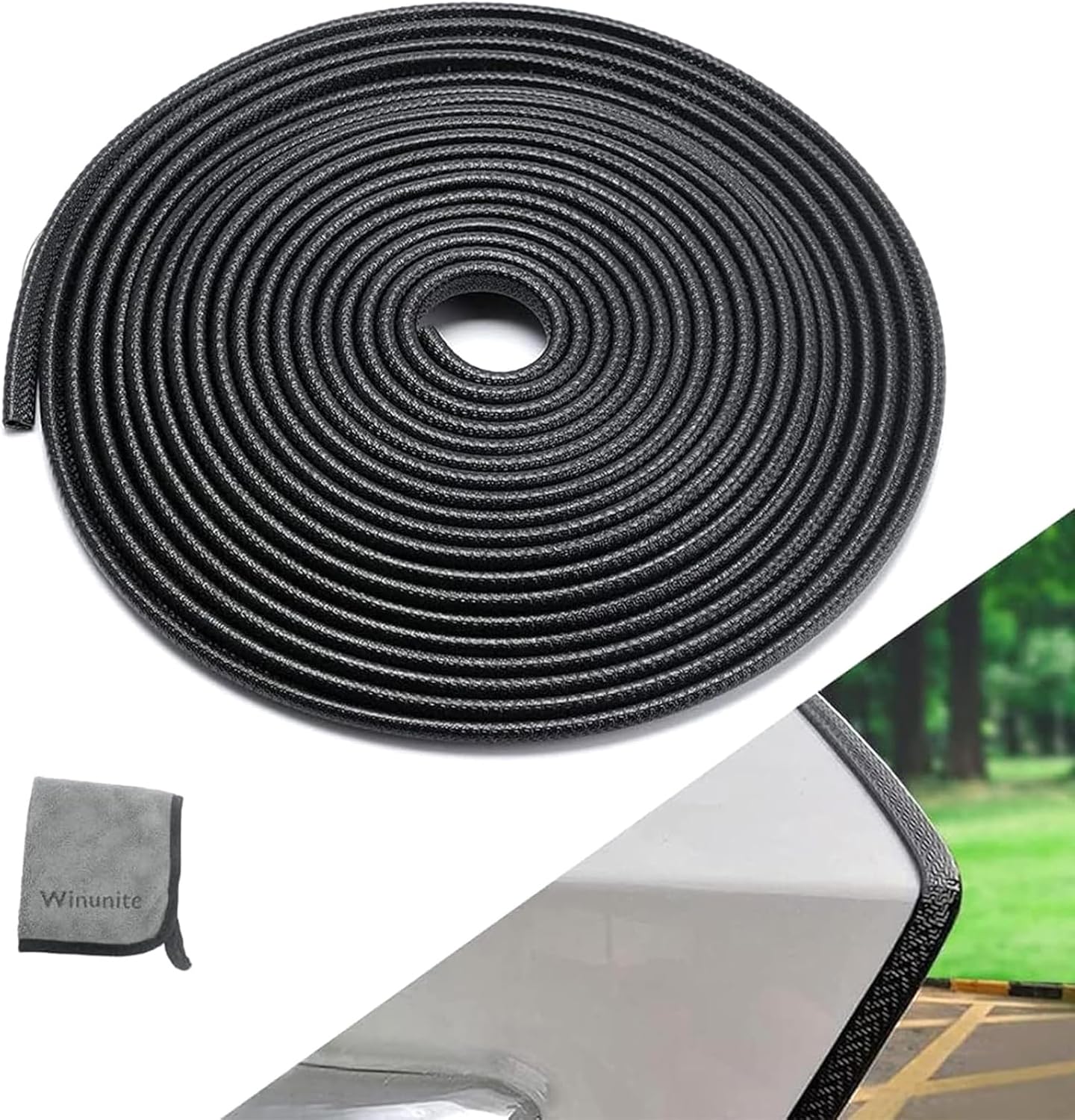 Winunite 32.8ft (10m) Car Door Edge Guards Black – Rubber, No Glue, U-Shaped, Built-in Metal Clips, Fits Most Vehicles, Fade-Resistant, Scratch- and Chip-Resistant – Reduces Dings in Parking Lots