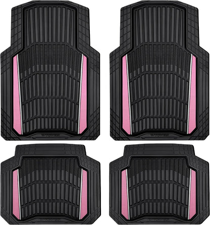 CAR PASS Heavy Duty Rubber Car Floor Mats, Deep Waterproof Car Floor Mats All Weather, Aluminum Film Floor Mats for Cars Non-Slip Universal Trim to Fit for SUVs Trucks Sedans Vans, Black Grey Metallic