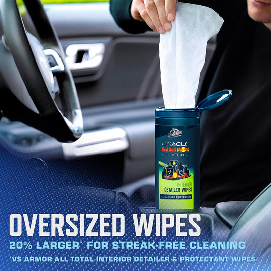 Armor All Podium Series Car Interior Detailer Wipes, Large Car Cleaner Wipes with UVA and UVB Protection, Developed With Oracle Red Bull Racing, 25 Count