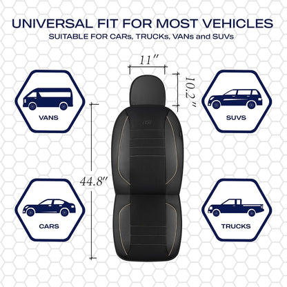 Skechers Air-Cooled Memory Foam Seat Covers,Mesh Thick Car Seat Covers,Piping Leather Car Seat Covers Front Seats,Airbag Compatible,Automotive Comfort Universal FitMost Cars,Vans,Truck,SUV,Black