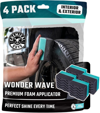 Chemical Guys Wonder Wave Durafoam Tire Shine Applicator Pads - Foam Pads for Applying Tire Dressings, Protectants, Wax, Polish and Car Detailer Products for Trucks and SUVs - 2 Pack