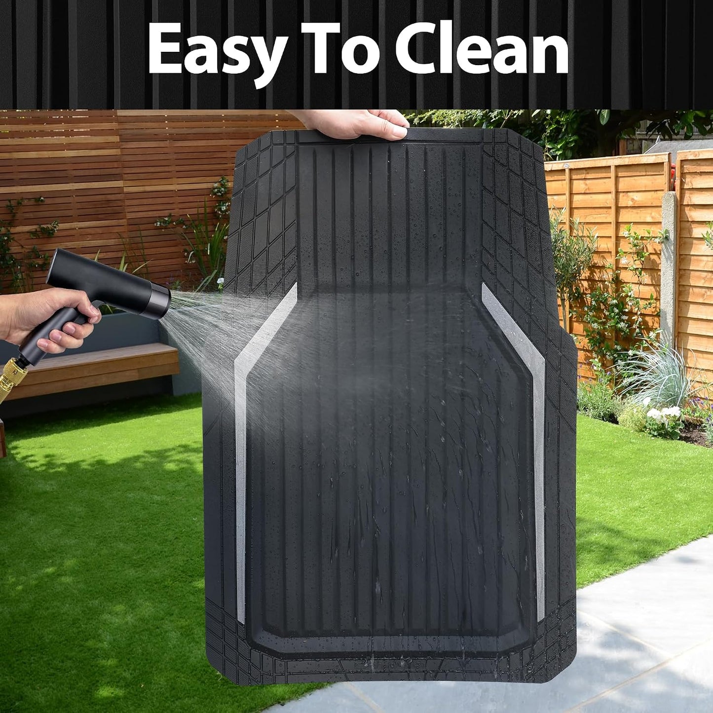 CAR PASS Heavy Duty Rubber Floor Mats for Car, Waterproof Liner Deep Dish Car Mats Full Sets, Universal Trim to Fit for SUV Truck Sedans Vans, All Weather Automotive Floor Mats 3pcs, Solid Black