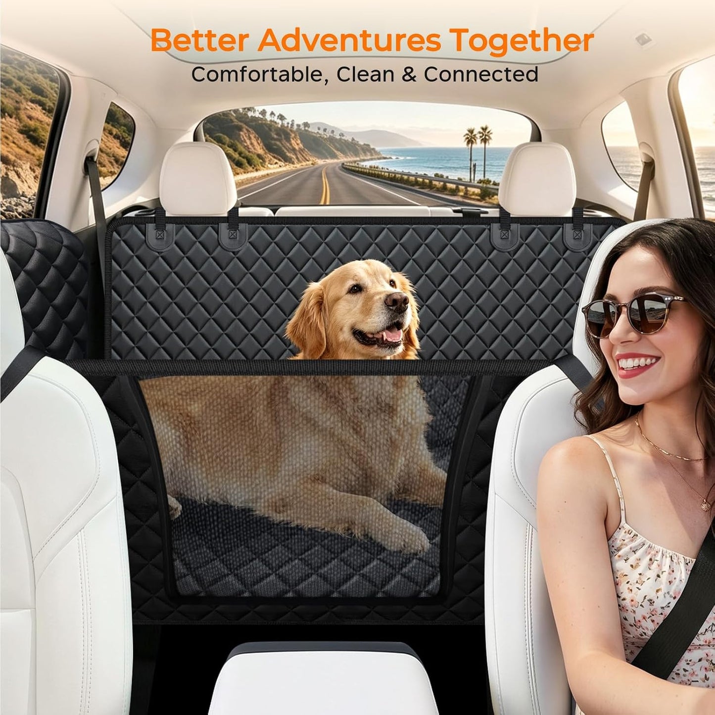 URPOWER Dog Car Seat Cover for Pets 100% Waterproof Seat Cover Hammock 600D Heavy Duty Scratch Proof Nonslip Durable Soft Back Seat Covers for Cars and SUVs