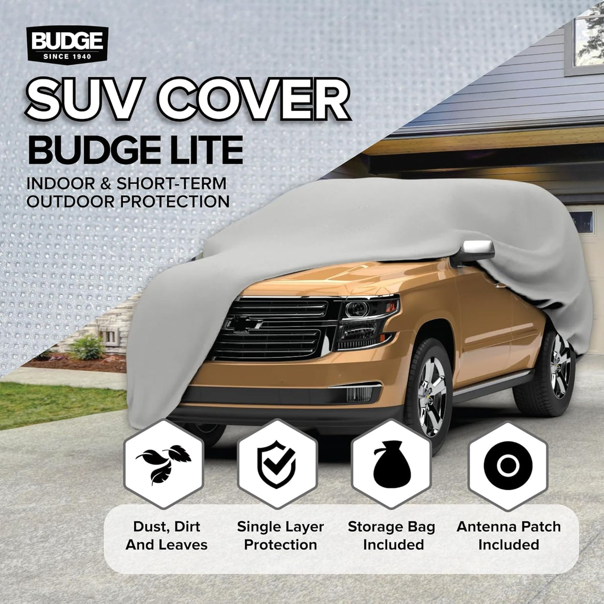 Budge Lite Car Cover, Indoor Protection, Breathable Dustproof Cover, Fits Mid-Size Sedans up to 200 Inches, Gray, Size 3