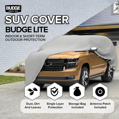 Budge Lite Car Cover, Indoor Protection, Breathable Dustproof Cover, Fits Mid-Size Sedans up to 200 Inches, Gray, Size 3