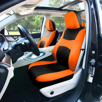 FH Group Full Set Cloth Car Seat Covers, Universal Fit Front and Split Bench Rear, Airbag Compatible, Washable for SUV, Sedan, Van - Black
