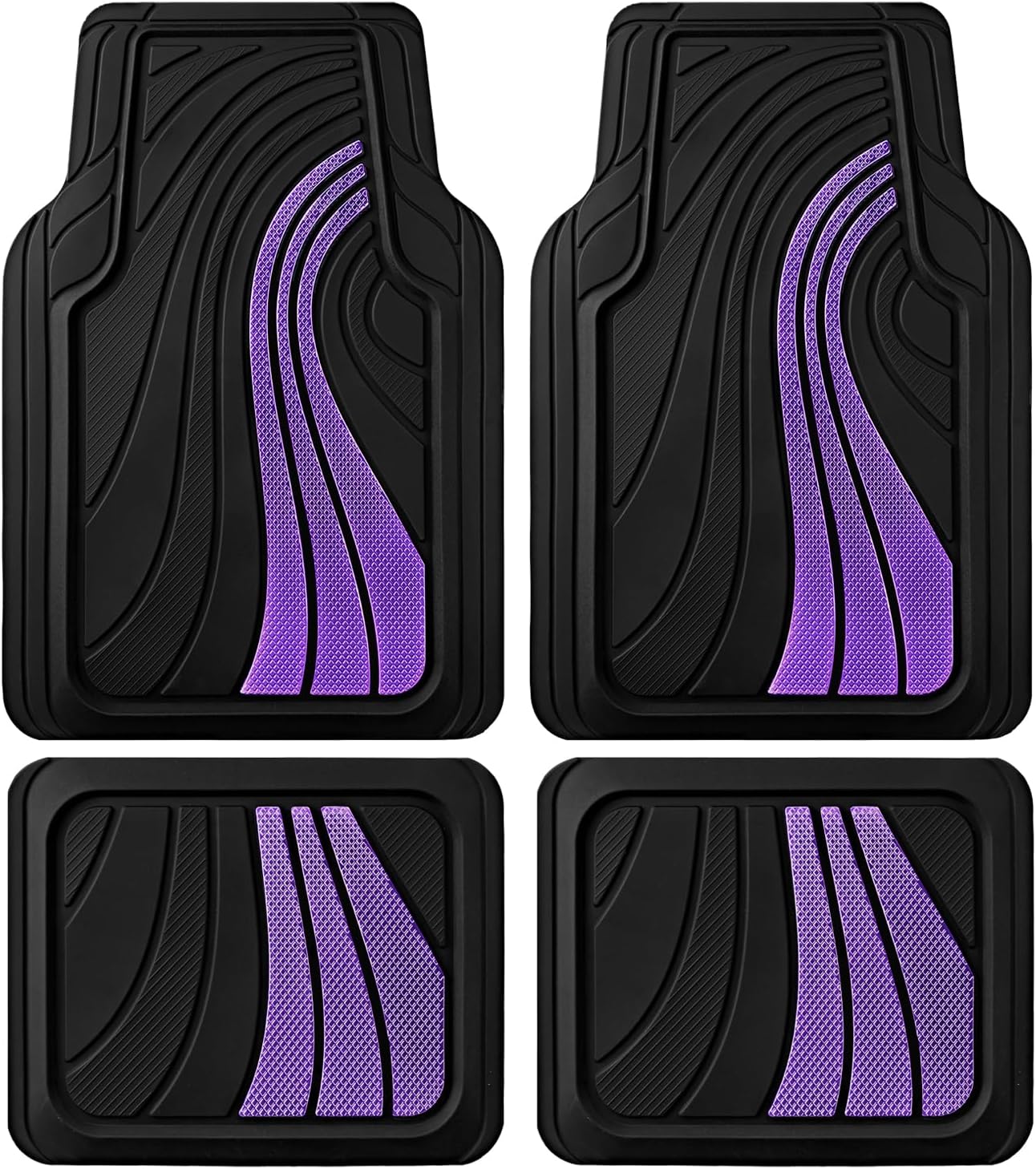 Road Comforts Car Floor Mats Full Set – Front & Rear Car Floor Mats with Aluminum Design, Anti-Slip Backing, All-Weather Protection, Trim-to-Fit Car Mats for Most Sedans, SUVs & Vans -All Pink