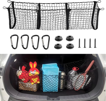 BAILALIBO Cargo Net Stretchable, Adjustable Elastic Trunk Mesh Nets with Metal Hook Universal for SUV, Jeep, Trucks, Car Exterior Accessories for Secure Storage (35.4x15.8 inch)