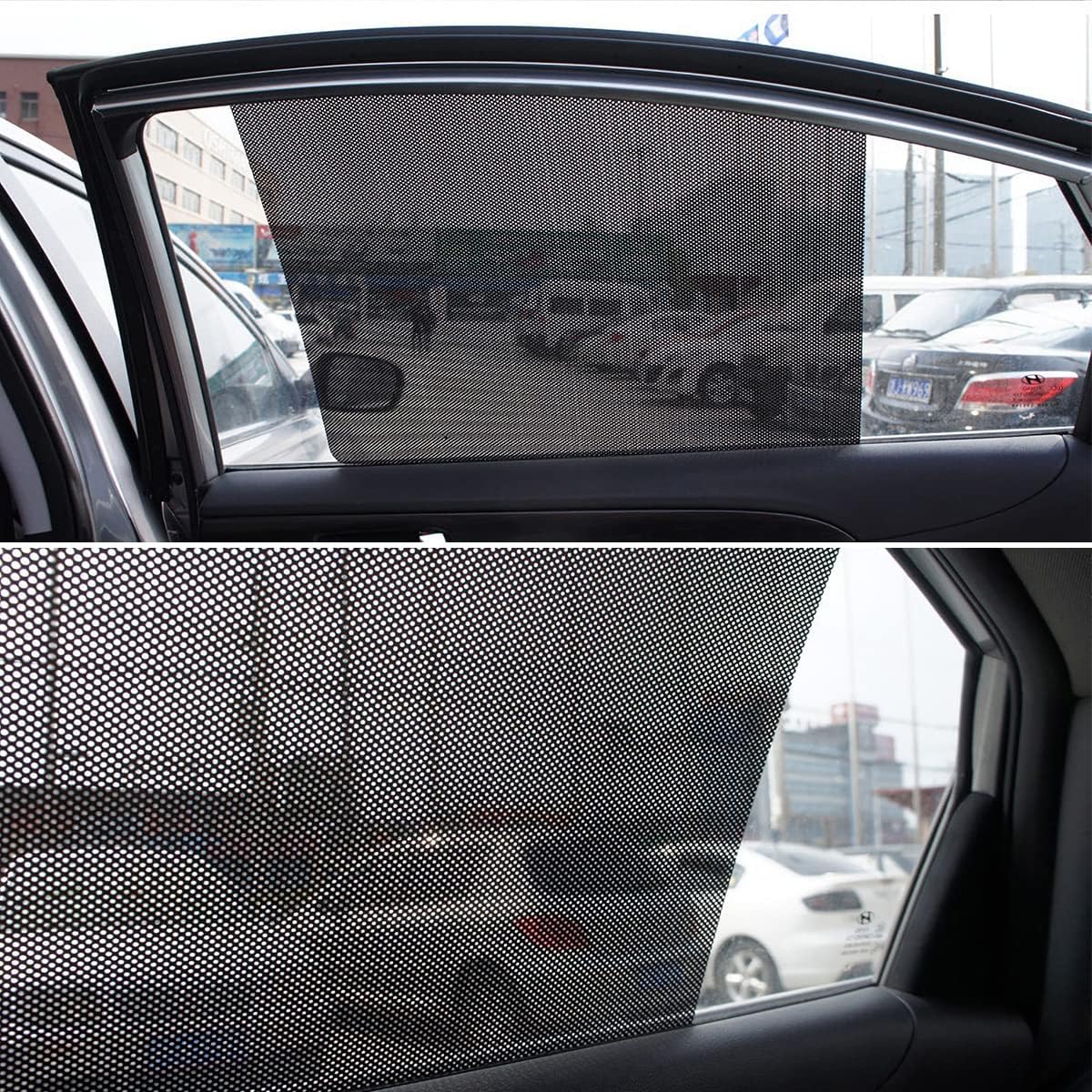 Car Side Window Sunshade, 4 PCS Static Cling Films Stickers Sun Shade UV Rays Privacy Protector, Reuseable Washable Sun Shade for Most Cars, Vhicles, SUV