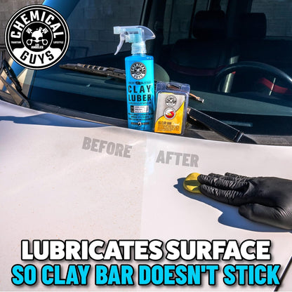 Chemical Guys Clay Bar Kit, Medium Duty with Luber Synthetic Lubricant – Removes Embedded Dirt, Restores Smooth Paint, Preps for Wax and Sealant - Safe for Cars, Trucks, SUVs, 16 oz, 2 Items