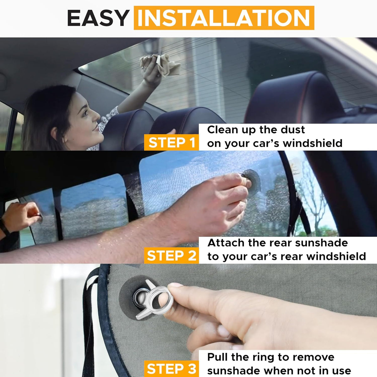 EcoNour Miniature Static Cling Window Shade for Car Sun Visor (2 Pack) | Windshield Sun Shade Static Cling for Driving Glare Shield | Cling Car Shade for Windshield | Sun Glare Protection Accessories