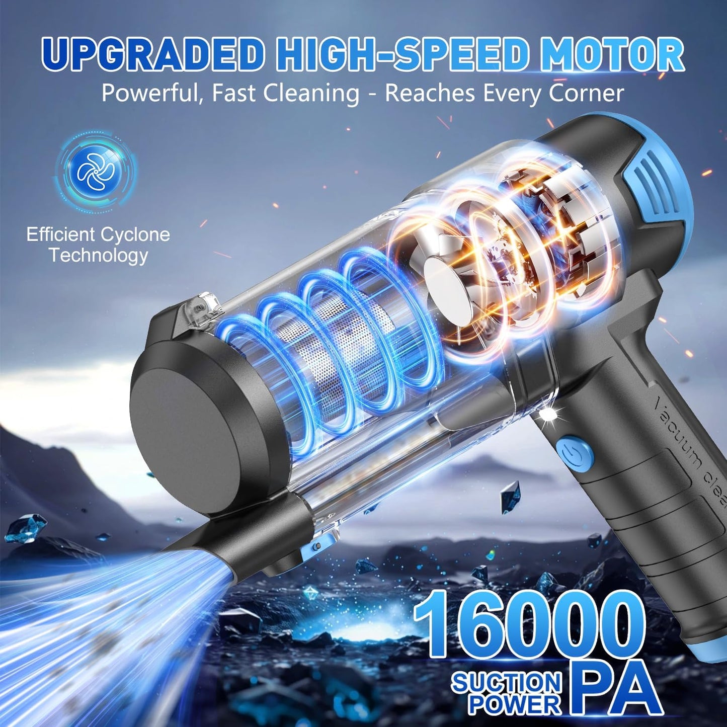 KMM Handheld Car Vacuum Cleaner, 10000PA Vacuum Cleaner & Air Duster, 120W High Power Hand Held Vacuum Cordless, Portable Vacuum Rechargeable with Multi-Nozzles & LED Light for Car, Home, Pet, Office