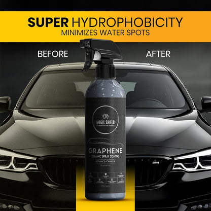 Magic Shield Graphene Ceramic Spray Coating - LAST SO LONG! Quick & Easy for Cars, Motorcycles, Boats & More - Professional-Grade Sealant for Maximum Gloss & Shine - Waterless Wash & Wax - 16oz Bottle