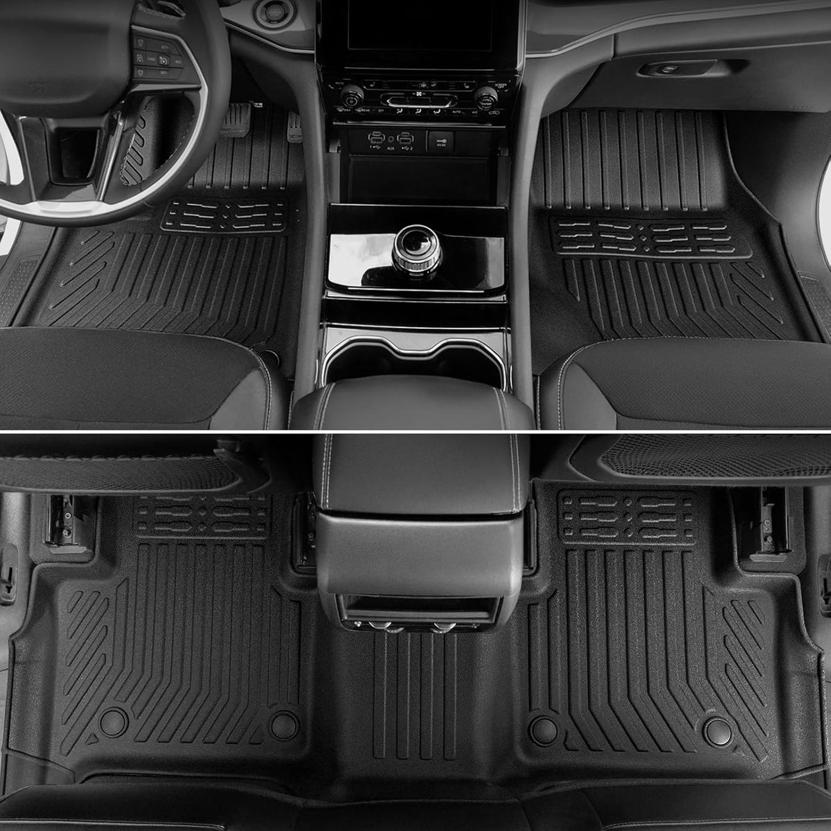 Floor Mats for Jeep Cherokee 2019-2023, All Weather Floor Mats Trunk Cargo Liner with Backrest Protectors and Door Sill Guards Accessories, Full Coverage Set