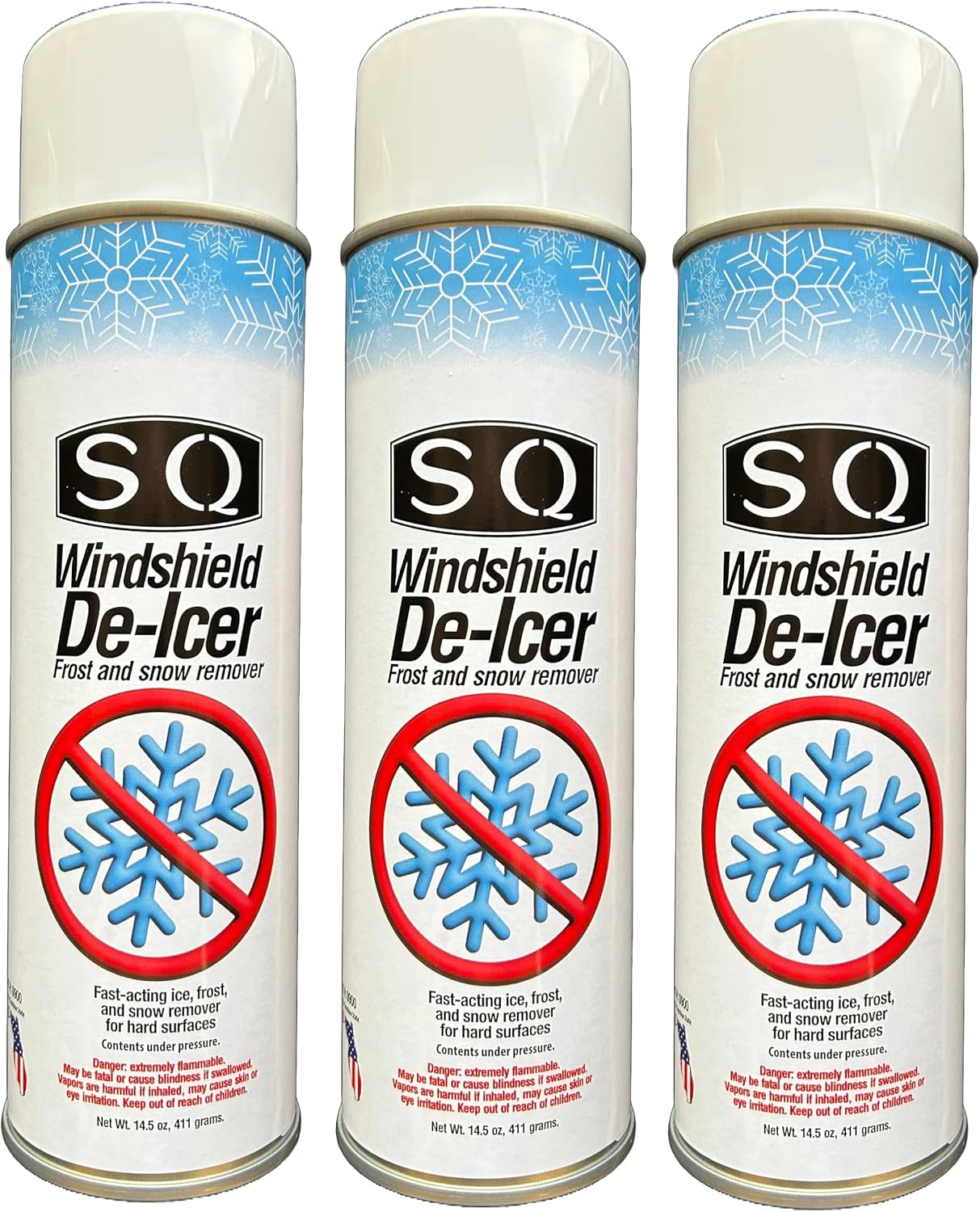 SQ Windshield De Icer Frost and Snow Remover, 14.5 oz per can (12)