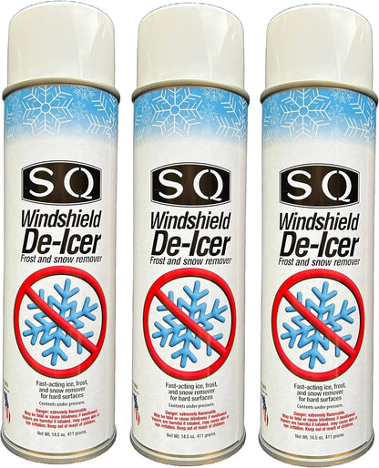 SQ Windshield De Icer Frost and Snow Remover, 14.5 oz per can (12)